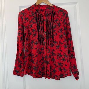 Zadig & Voltaire Red Floral Button Down Shirt